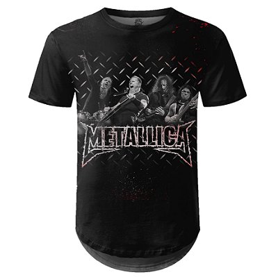 Camiseta Masculina Longline Metallica Estampa digital md01