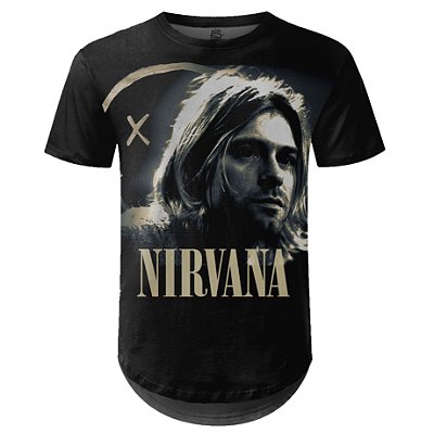 Camiseta Masculina Longline Nirvana Estampa digital md03