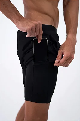 Shorts V3s c/ Lycra 2 em 1 Preto Patch Lurk
