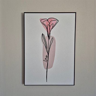 Quadro de Aço Rosa Amor 21x30cm Decorativo