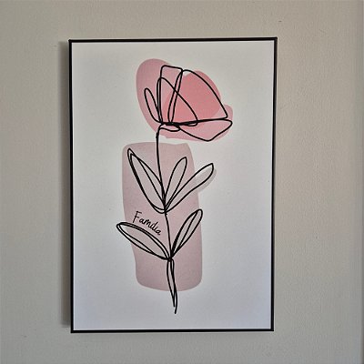 Quadro de Aço Rosa Família 21x30cm Decorativo