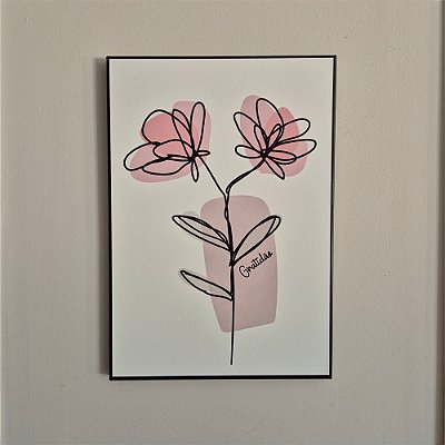Quadro de Aço Rosa Gratidão 21x30cm Decorativo