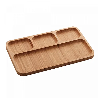 Petisqueira de Bambu com 4 Divisórias Línea – Bandeja para Servir Aperitivos