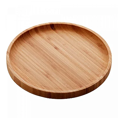 Bandeja de Bambu Redonda Decorativa – Bandeja Round para Servir e Organizar