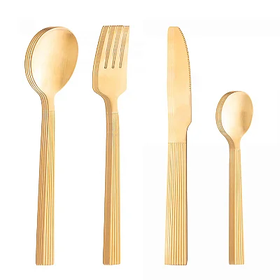 Faqueiro 16 Peças Athenas Dourado em Aço Inox – Lyor