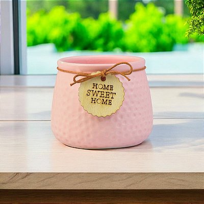 Vaso Color Linha Jardim Sweet Home Rosa em Cerâmica Decorativa