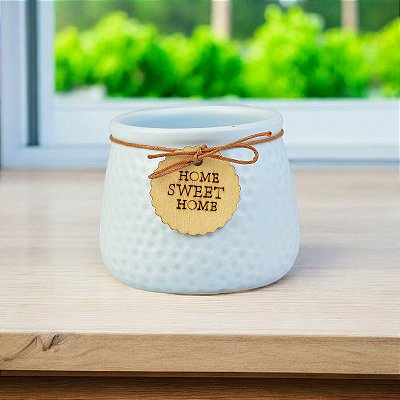 Vaso Color Linha Jardim Sweet Home Azul em Cerâmica Decorativa