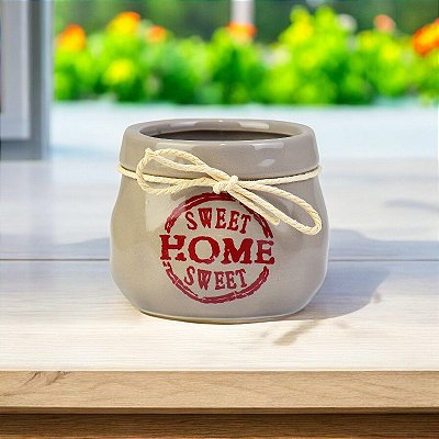 Vaso Color Linha Jardim Sweet Home Cinza em Cerâmica Decorativa