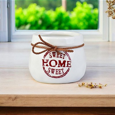Vaso Color Linha Jardim Sweet Home Branco em Cerâmica Decorativa