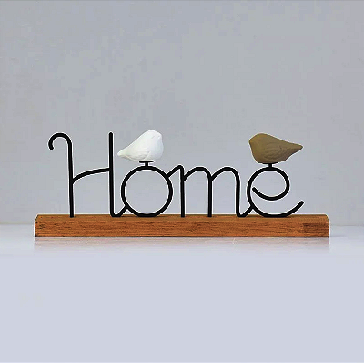 Enfeite Home Pássaros em Aço e Madeira Decorativo