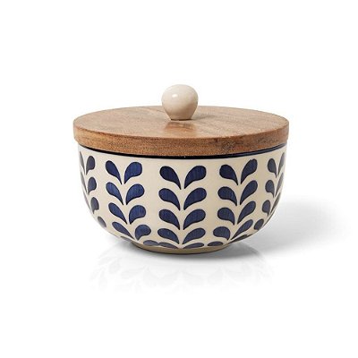 Potiche com Tampa Versailles Iris em Cerâmica 12x10cm Decorativo