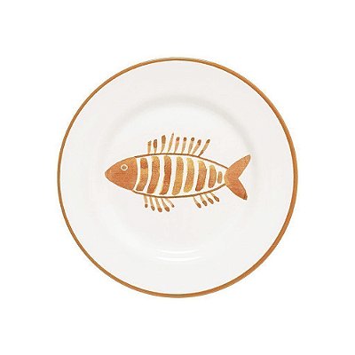Conjunto com 6 Pratos de Sobremesa Aquarelle Náutico Laranja em Cerâmica