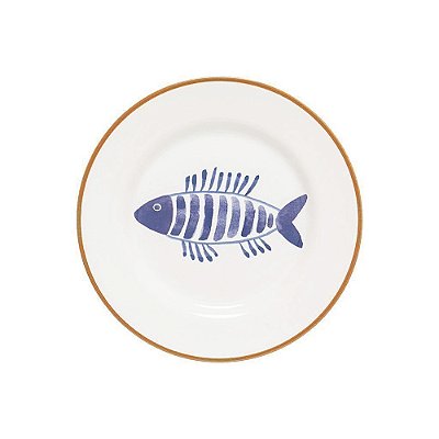 Conjunto com 6 Pratos de Sobremesa Aquarelle Náutico Marinho em Cerâmica