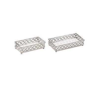 Kit Bandejas em Metal com Espelho Decorativas – Conjunto Elegante para Servir e Decorar 12024