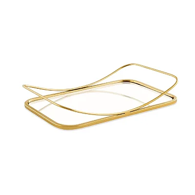 Bandeja Decorativa Grande em Metal com Espelho – Bandeja Elegante para Servir e Decorar