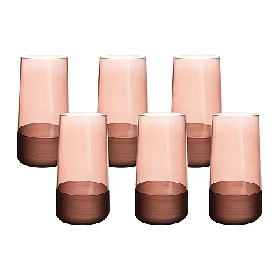 Conjunto 4 Copos Duo 540ml Âmbar em Vidro Elegante
