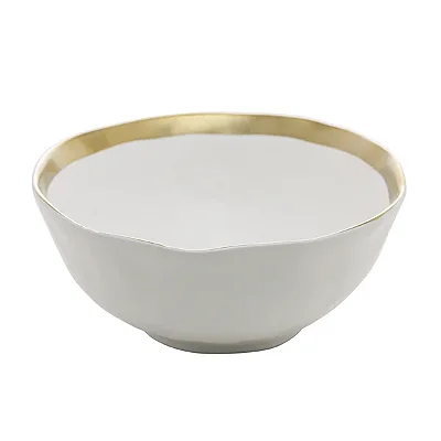 Bowl de Porcelana Dubai Branco com Detalhes Dourados Elegante