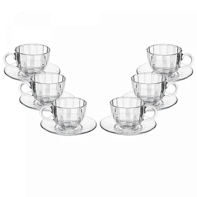 Conjunto 6 Xícaras de Café de Vidro com 6 Pires Pétala Wolff