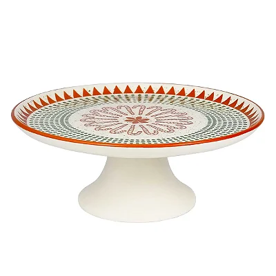 Boleira Flat 26 cm Malabarismo Natalino em Cerâmica Decorativa