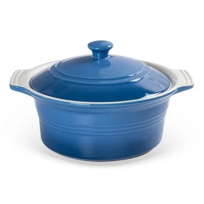 Panela de Cerâmica com Tampa Azul Degradê – Caçarola para Forno 31cm