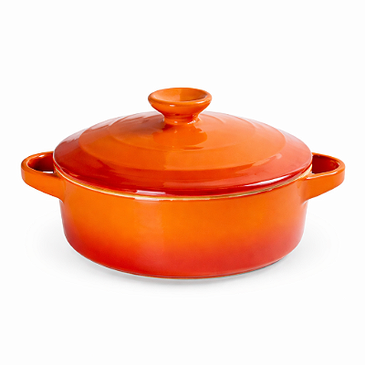 Panela de Cerâmica com Tampa Laranja Degradê – Caçarola para Forno