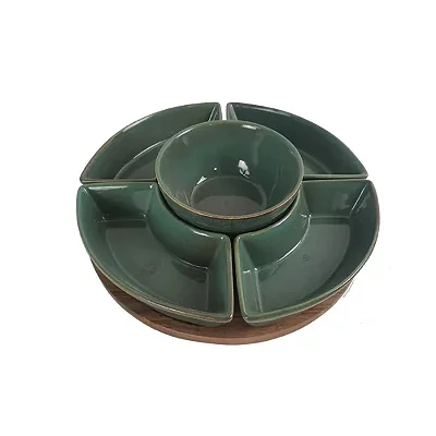 Petisqueira Refúgio em Cerâmica com Bowls – Conjunto para Servir Petiscos e Mesa Post