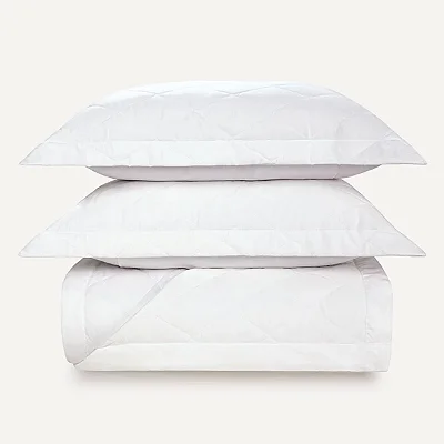 Kit Colcha King 300 Fios Karsten Bossa Branco 100% Algodão Egípcio – 3 Peças