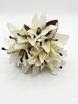 Anel de Guardanapo 4 Peças Auguri Casa Lírio Branco com Flor Decorativa