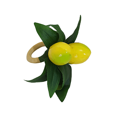 Anel de Guardanapo 4 Peças Auguri Casa Limão Siciliano Decorativo