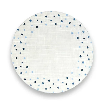 Jogo Americano Auguri Casa Bubbly Branco com Bordado Azul 40cm
