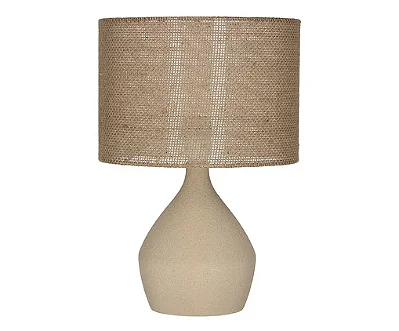 Abajur Decorativo em Cerâmica com Cúpula em Fibra Natural