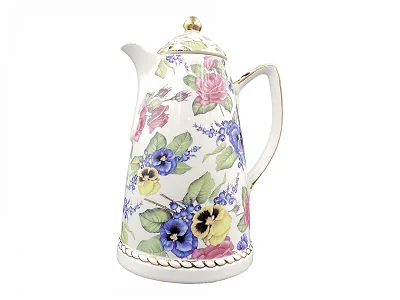 Garrafa Térmica Floral 1L em Cerâmica – Luxo para Café e Chá