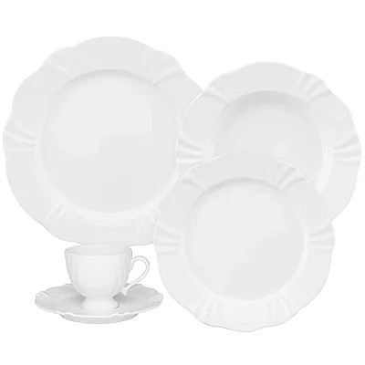 Aparelho de Jantar e Chá 30 Peças Soleil White Oxford em Porcelana