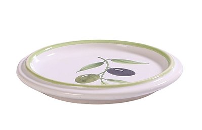 Suporte Redondo Mini Friso Azeitoninhas Kitchen em Cerâmica Decorativa 12cm