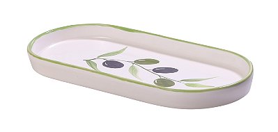Bandeja Oval Média Azeitoninhas Kitchen em Cerâmica Decorativa 26cm