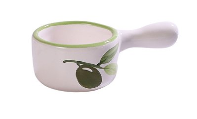 Adorno Panela Lisa Mini Cabo Azeitoninhas Kitchen em Cerâmica Decorativa