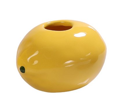Vaso Limão Tutti-Frutti em Cerâmica Decorativa Pintado à Mão