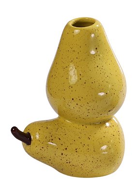 Vaso Pera Dupla Tutti-Frutti em Cerâmica Decorativa Pintado à Mão