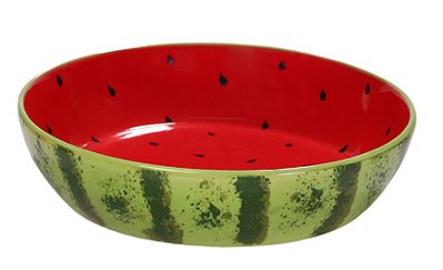Base Red Bowl Melancia Tutti-Frutti em Cerâmica Artesanal Decorativa 1,8L