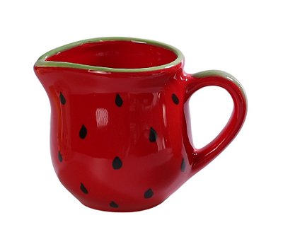 Jarra Pequena Melancia Tutti-Frutti em Cerâmica Decorativa 270ml Pintada à Mão