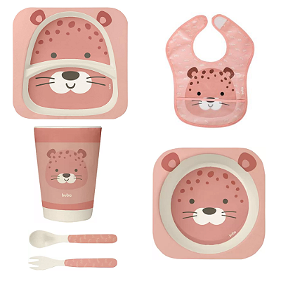 Kit Refeição Em Bambu Infantil Buba - Oncinha