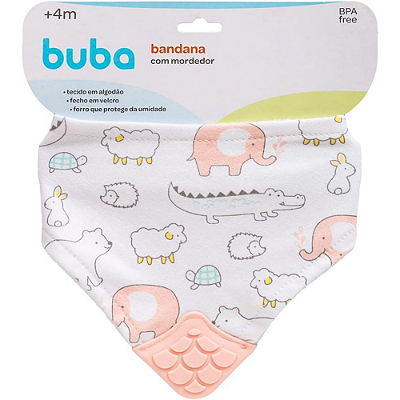 Bandana Com Mordedor Da Buba - Animais - Rosa