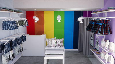 Conjunto Completo de Móveis para Loja de Roupas Infantis