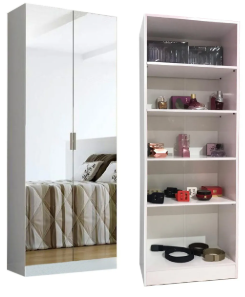 Armário Sapateira com Espelho Branca – Guarda até 30 Pares | Design Elegante com Portas de Abrir com Espelho