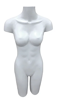 Manequim Busto Feminino Meio Corpo – Branco Resina Plástica