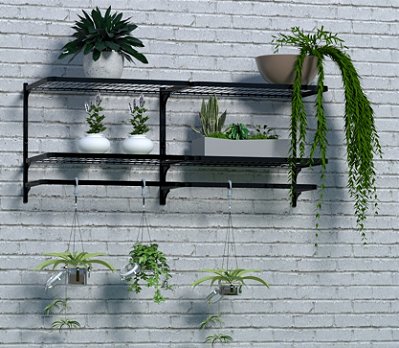 Estante Cremalheira Industrial Multiuso com Prateleira Suspensa e Araras – Kit Bromélia