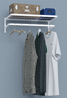 Estante Cremalheira Industrial Multiuso com Prateleira Suspensa e Arara – Kit Tulipa