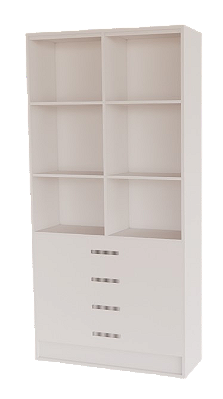 Armário Estante Expositor com 4 Gavetas e 6 Nichos 30x30 – Ideal para Closet e Lojas | MDF 15mm – 1,85x0,90x0,32m