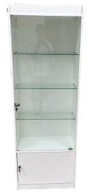 Armário Estante Prateleira e Porta de Vidro + Porta Inferior MDF Para Armazenamento/Estocagem MEGA RESISTENTE e Fechaduras de Segurança 1,85x0,64x0,32m
