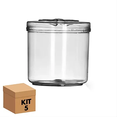Kit - 5 potes em acrilico redondo 2,5L com tampa